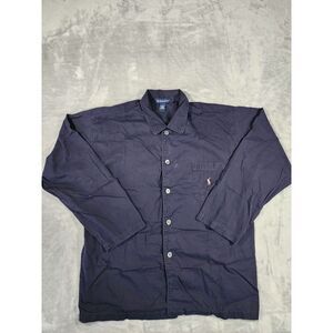 Polo Ralph Lauren Pajama Shirt Mens Large Blue Button up Flesh Pony‎ Sleepwear